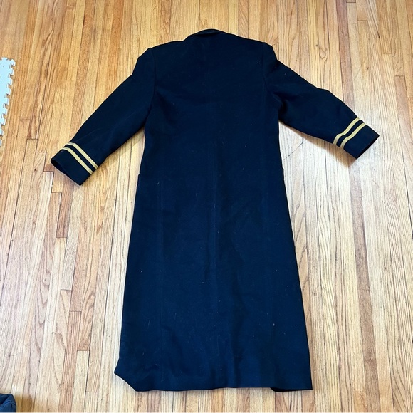 DIOR Vintage LORO PIANA Sz 6 Womens Lambswool Black Gold Pea Trench Coat - Picture 3 of 12
